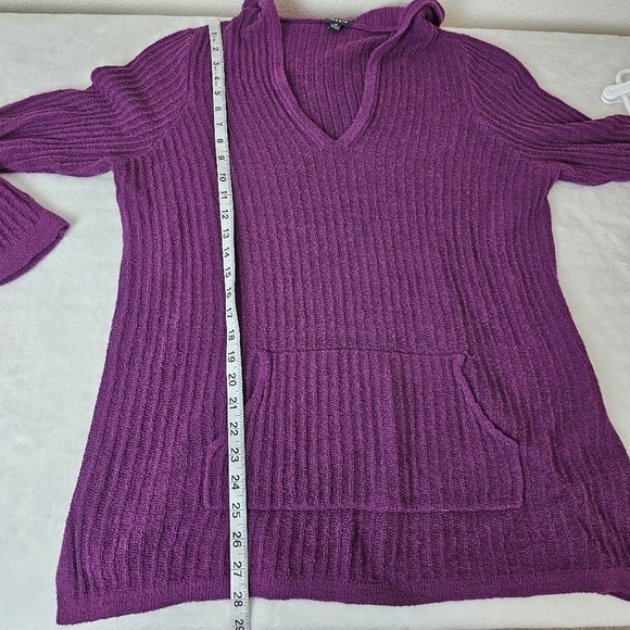 Torrid Ribbed Tunic Hoodie Sweater Plum Purple Long Sleeve V-Neck Women’s Large - Picture 11 of 12